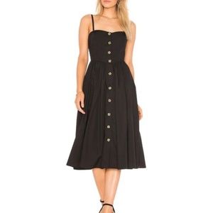 Free People Perfect Black Button Front Midi Dress